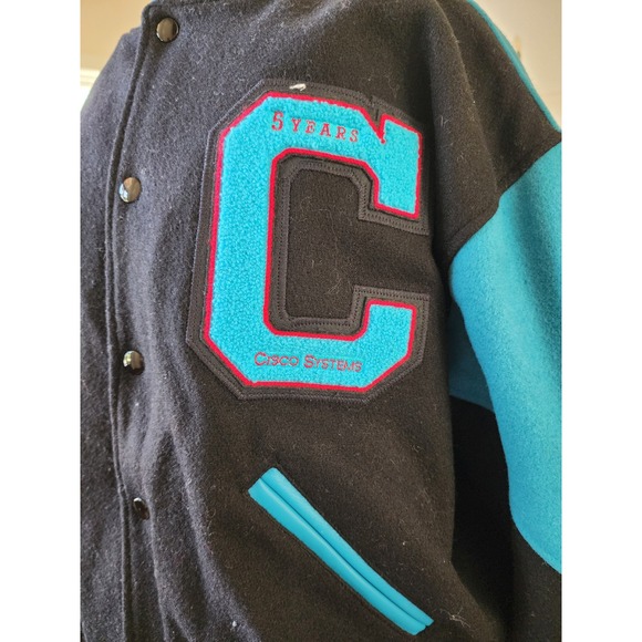 Vintage Wool Leather Golden Bear Mens Varsity Bomber Jacket Letterman CISCO USA - Picture 4 of 11